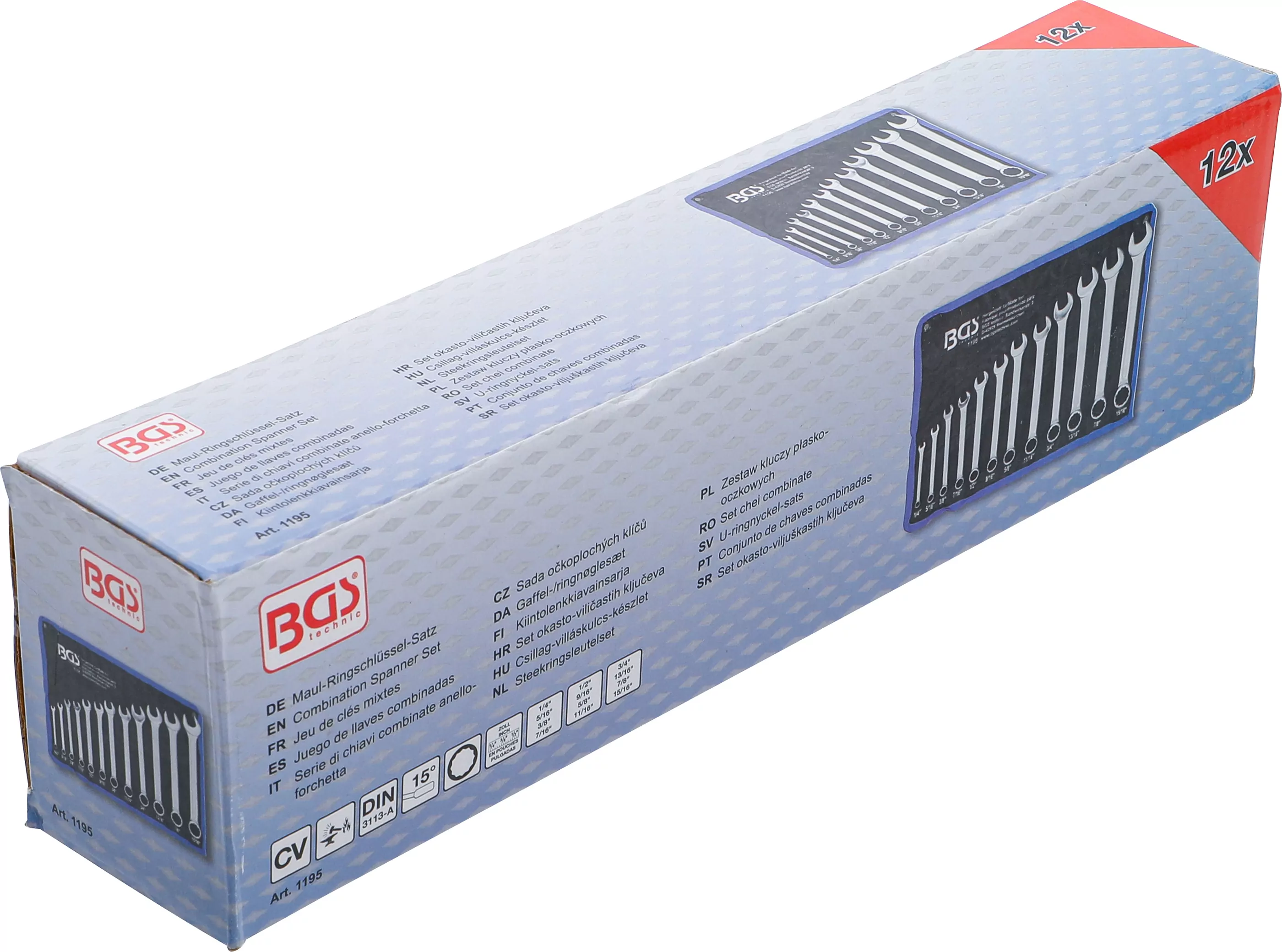 Maul-Ringschlüssel-Satz | Zollgrößen | SW 1/4" - 15/16" | 12-tlg.