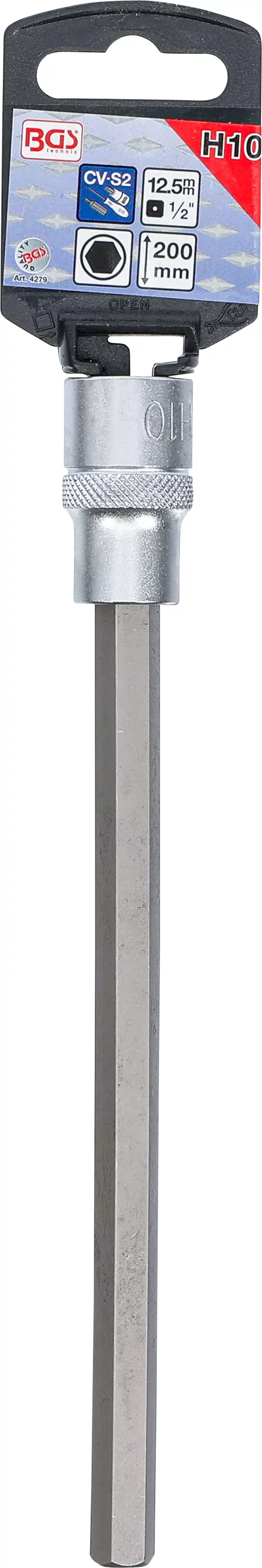 Bit-Einsatz | Länge 200 mm | Antrieb Innenvierkant 12,5 mm (1/2") | Innensechskant 10 mm