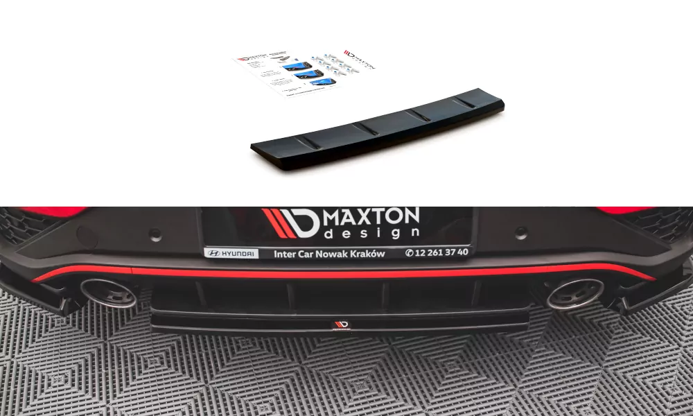 Mittlerer Diffusor Heck Ansatz Für Hyundai I30 N Hatchback Mk3 Facelift Schwarz Hochglanz
