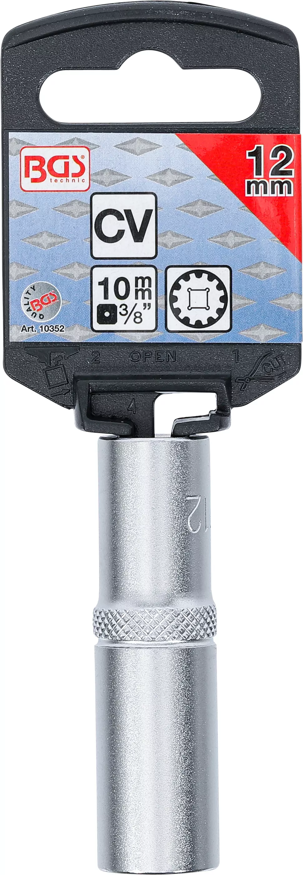 Steckschlüssel-Einsatz Gear Lock, tief | Antrieb Innenvierkant 10 mm (3/8") | SW 12 mm