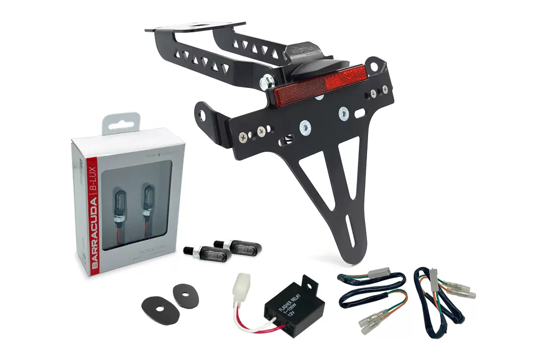 alpha Technik Kennzeichenhalter-Blinker-Kit M-LED (vorne + hinten) für Kawasaki Z650 und Ninja 650 Typ: ER650H / EX650K (Modelljahr 2017 bis 2019)