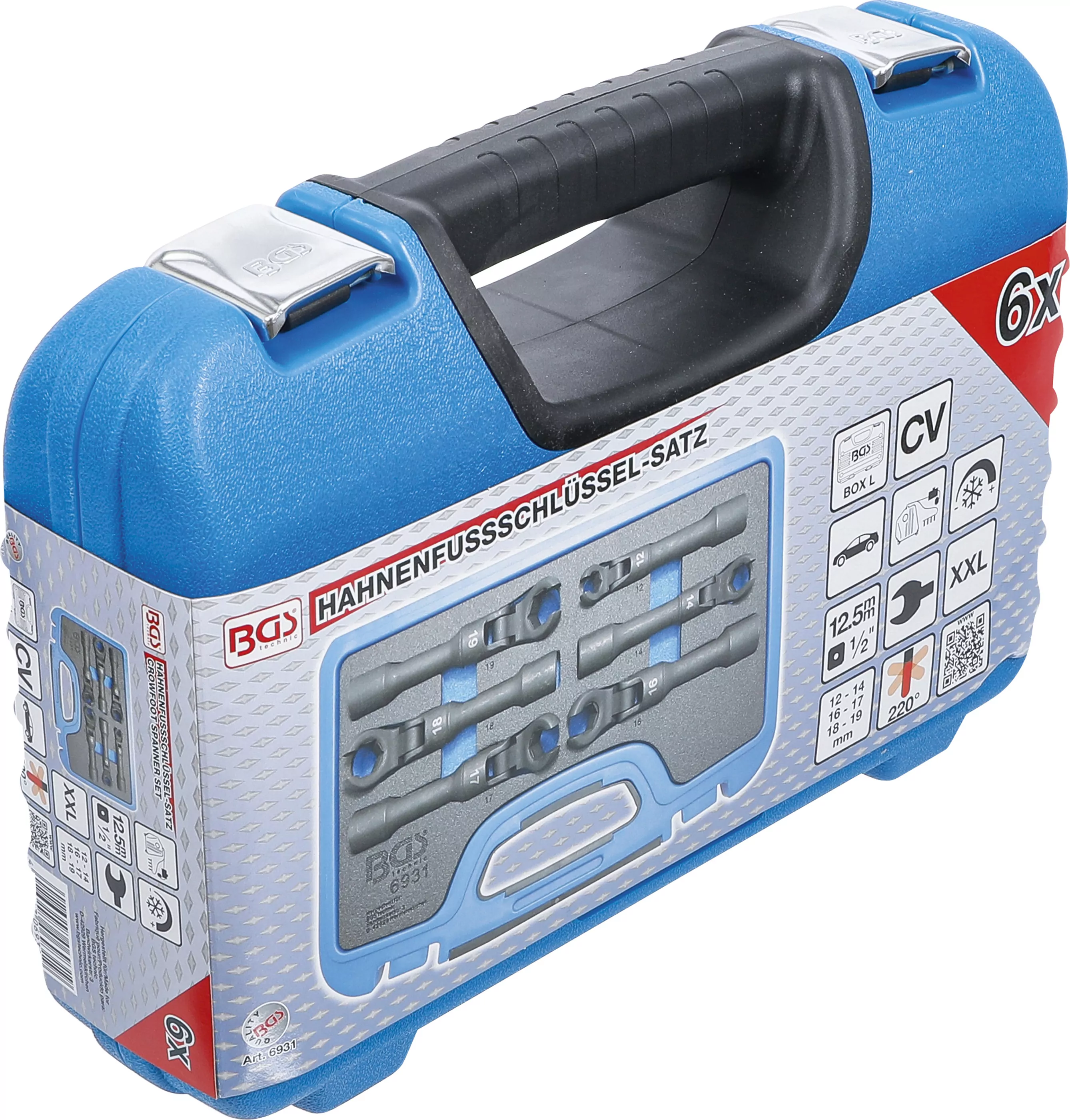 Hahnenfußschlüssel-Satz | Antrieb Innenvierkant 12,5 mm (1/2") | flexibel | 6-tlg.