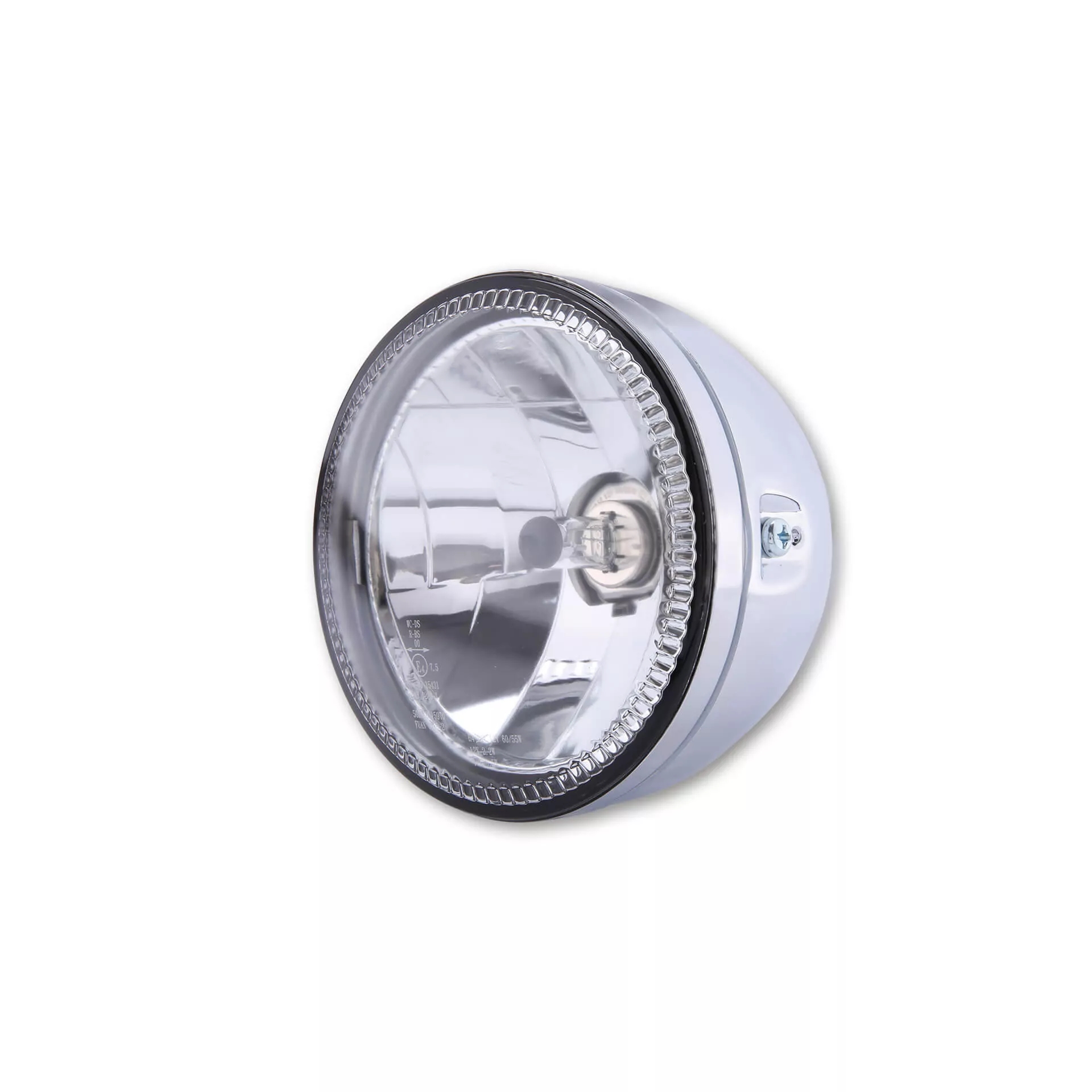 HIGHSIDER pro 5 3/4 Inch Main Headlight Skyline H4 Chrome With LED Parking Light Ring, E-Approved (1pc)