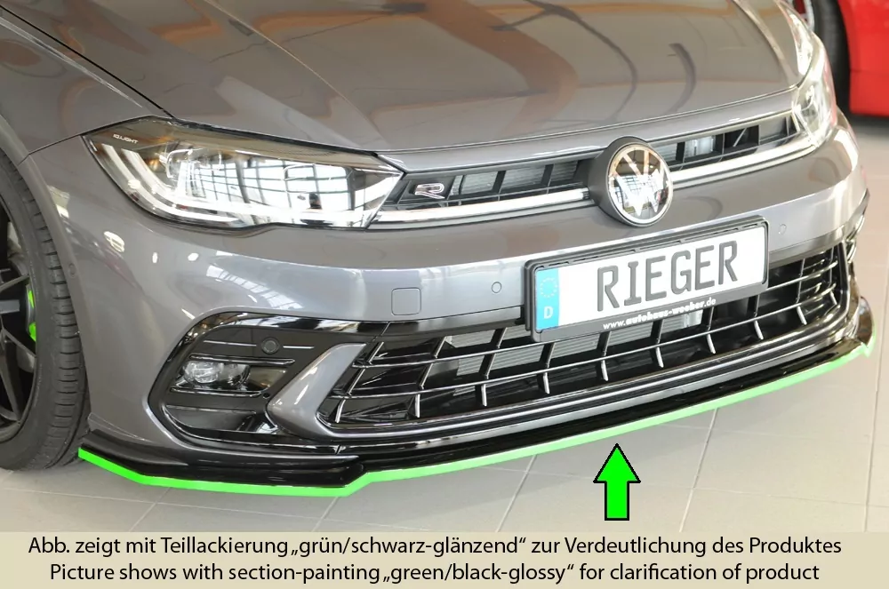 Rieger Spoilerschwert glanz schwarz für VW Polo (AW) R-Line 5-tür. 06.21- (ab Facelift)