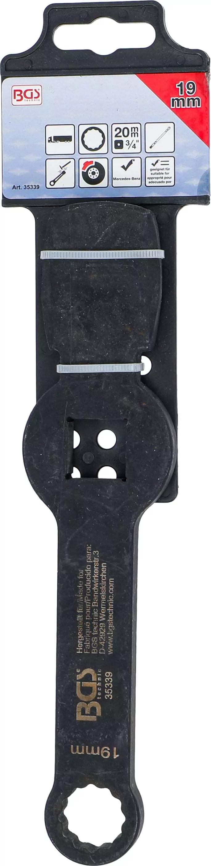 Schlag-Ringschlüssel | Zwölfkant | mit 2 Schlagflächen | SW 19 mm