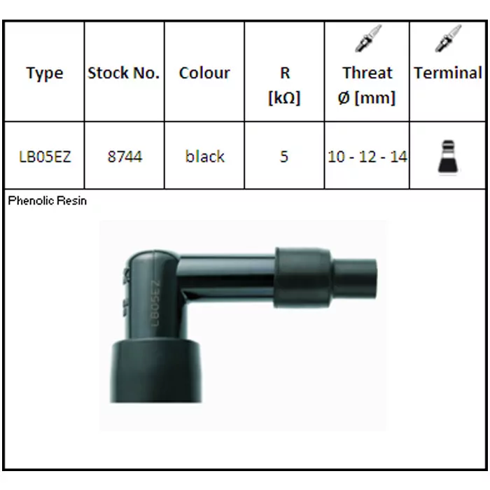 NGK | Zündkerzenstecker | LB05EZ | 8744 | 90° gewinkelt