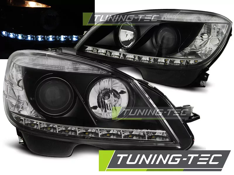 HEADLIGHTS DAYLIGHT BLACK fits MERCEDES W204 07-10  