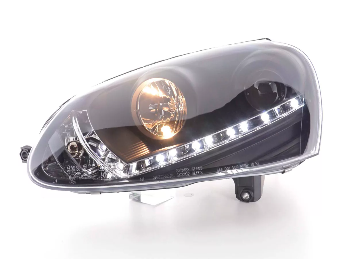 Scheinwerfer Set Daylight LED TFL-Optik VW Golf 5 Typ 1K Bj. 03-08 schwarz