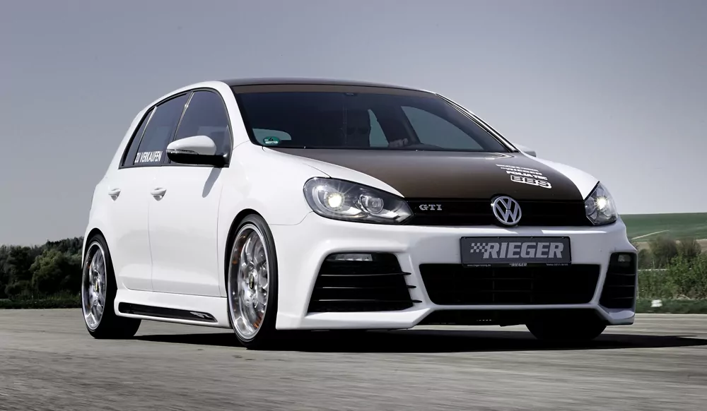 Rieger Spoilerstoßstange für VW Golf 6 -   inkl Lufteinlassblenden li/re ABS/schwarz glänzend schwarz glanz
