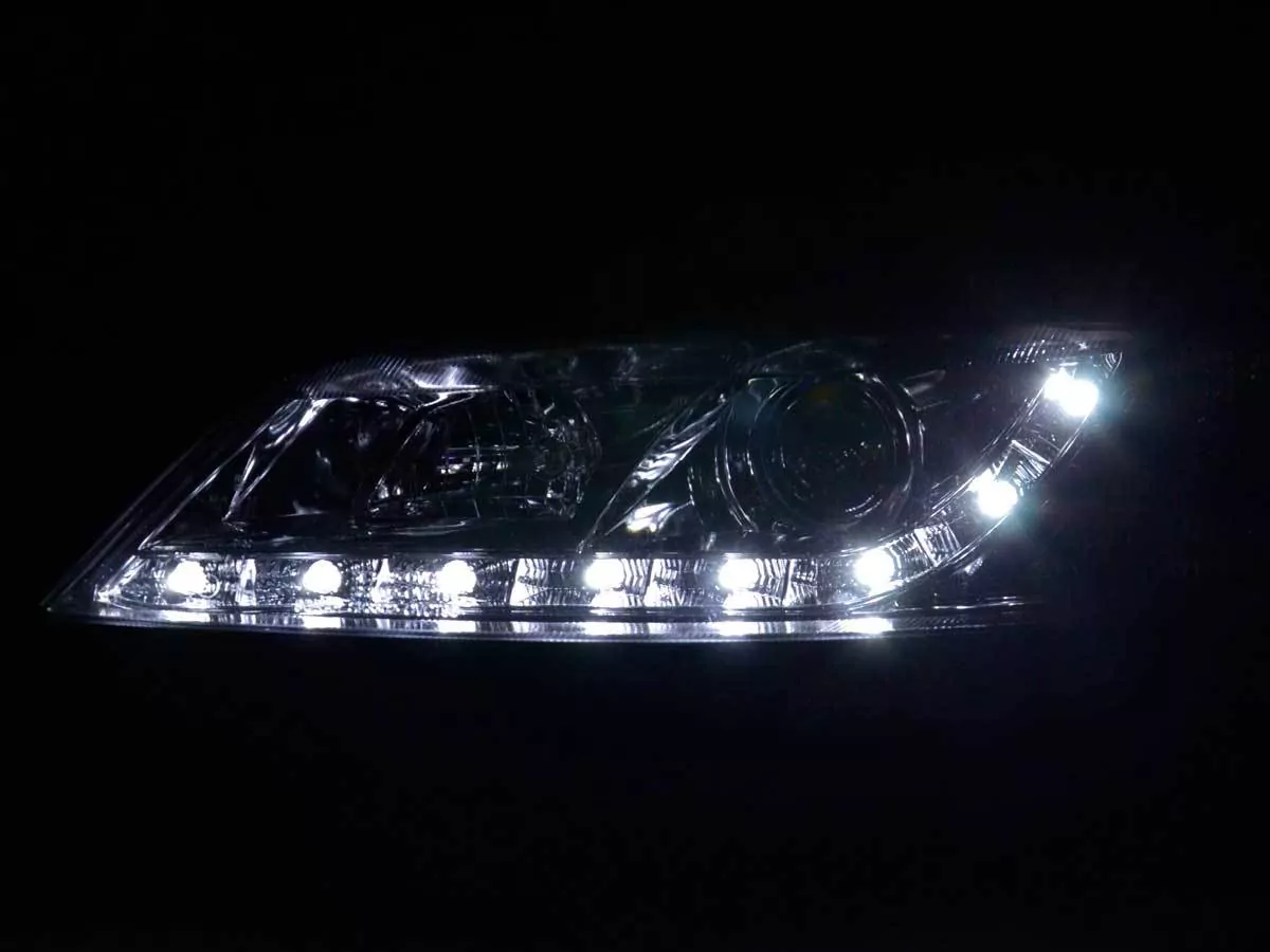 Scheinwerfer Set Daylight LED Tagfahrlicht Opel Vectra B Bj. 99-02 chrom