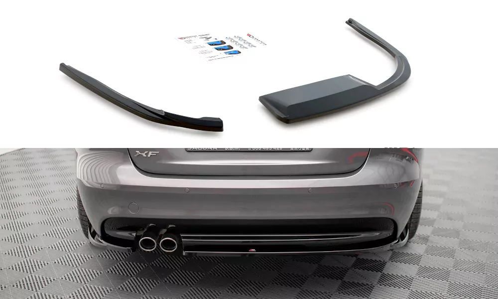 Heck Ansatz Flaps Diffusor Für Jaguar XF R-Sport Mk2 Schwarz Hochglanz