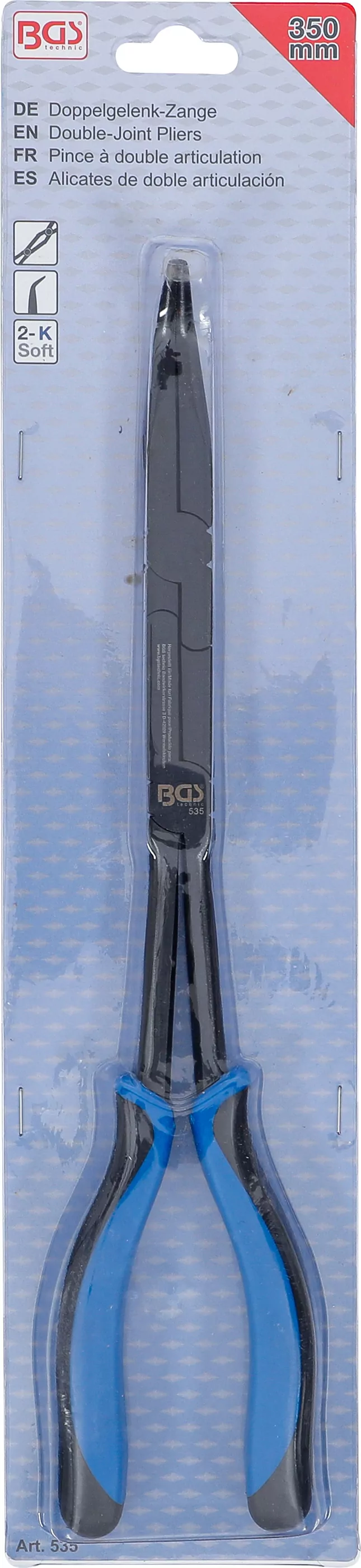 Doppelgelenk-Zange | abgewinkelte Spitze | 350 mm