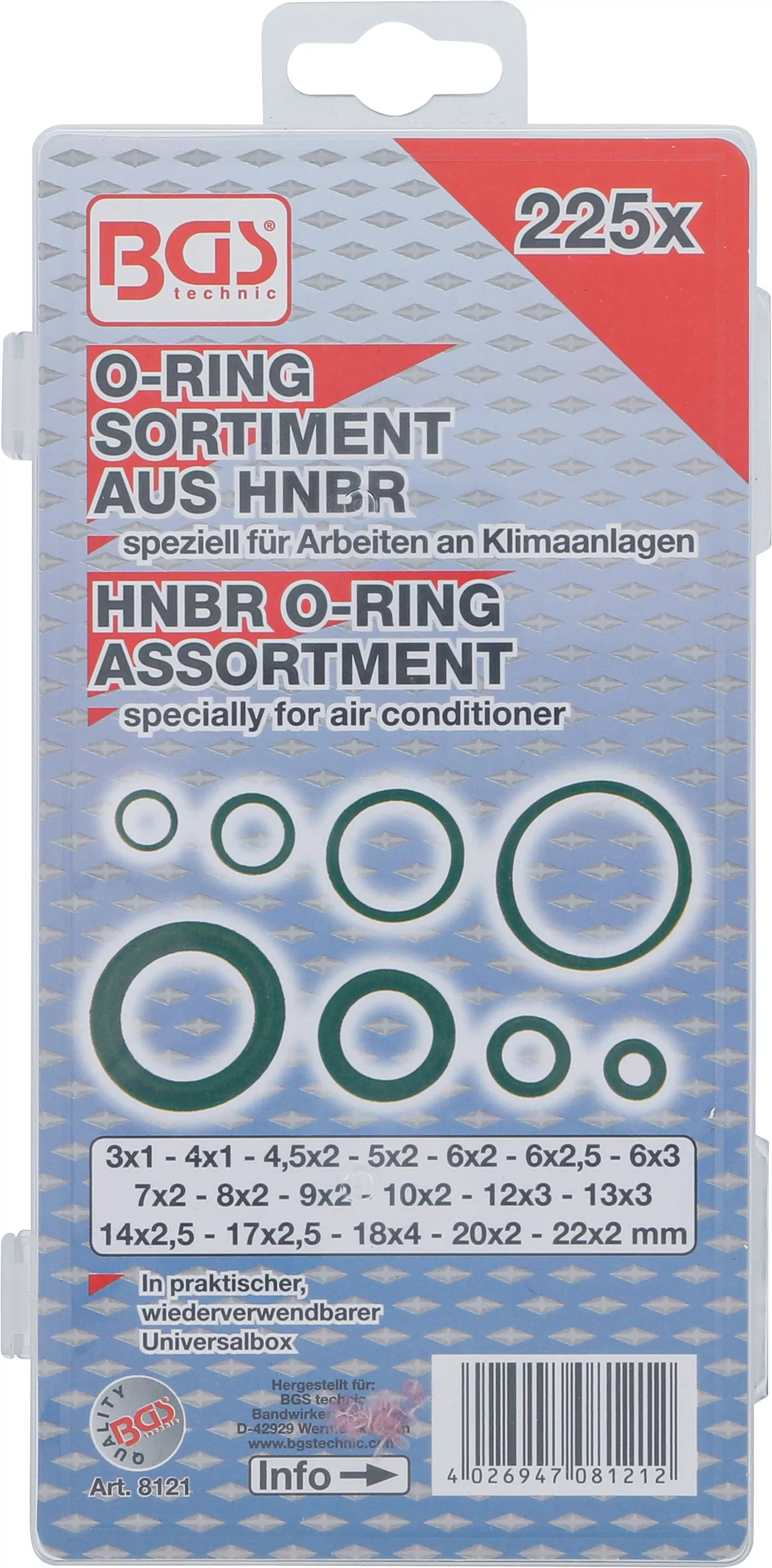 O-Ring-Sortiment | HNBR | Ø 3 - 22 mm | 225-tlg.