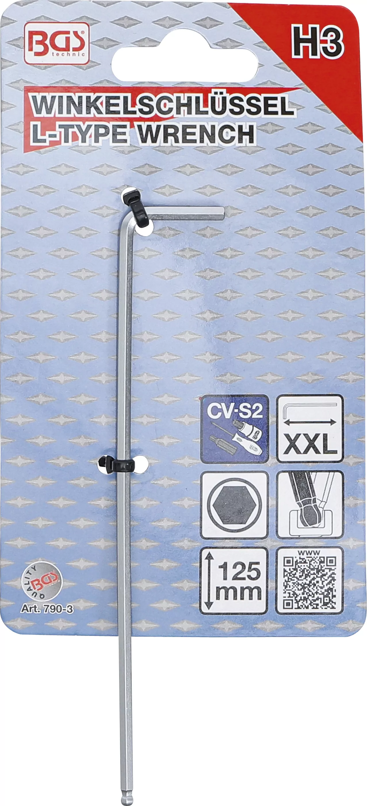 Winkelschlüssel | extra lang | Innensechskant / Innensechskant mit Kugelkopf 3 mm