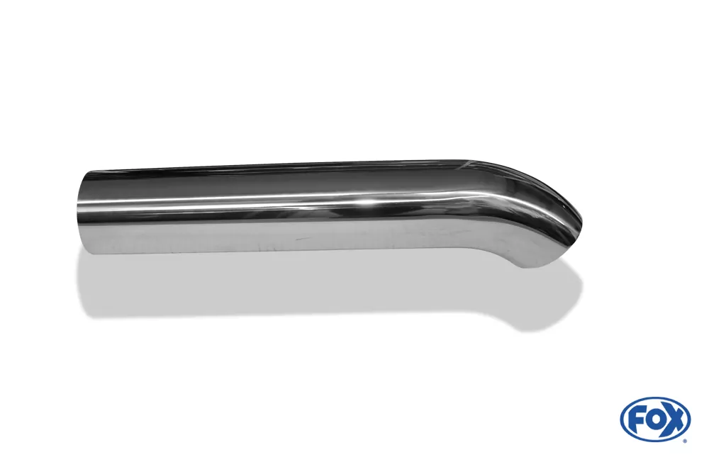 Anschweißendrohr Typ 28  Ø 76mm / Länge: 250 mm / uneingerollt / 45° nach unten gebogen