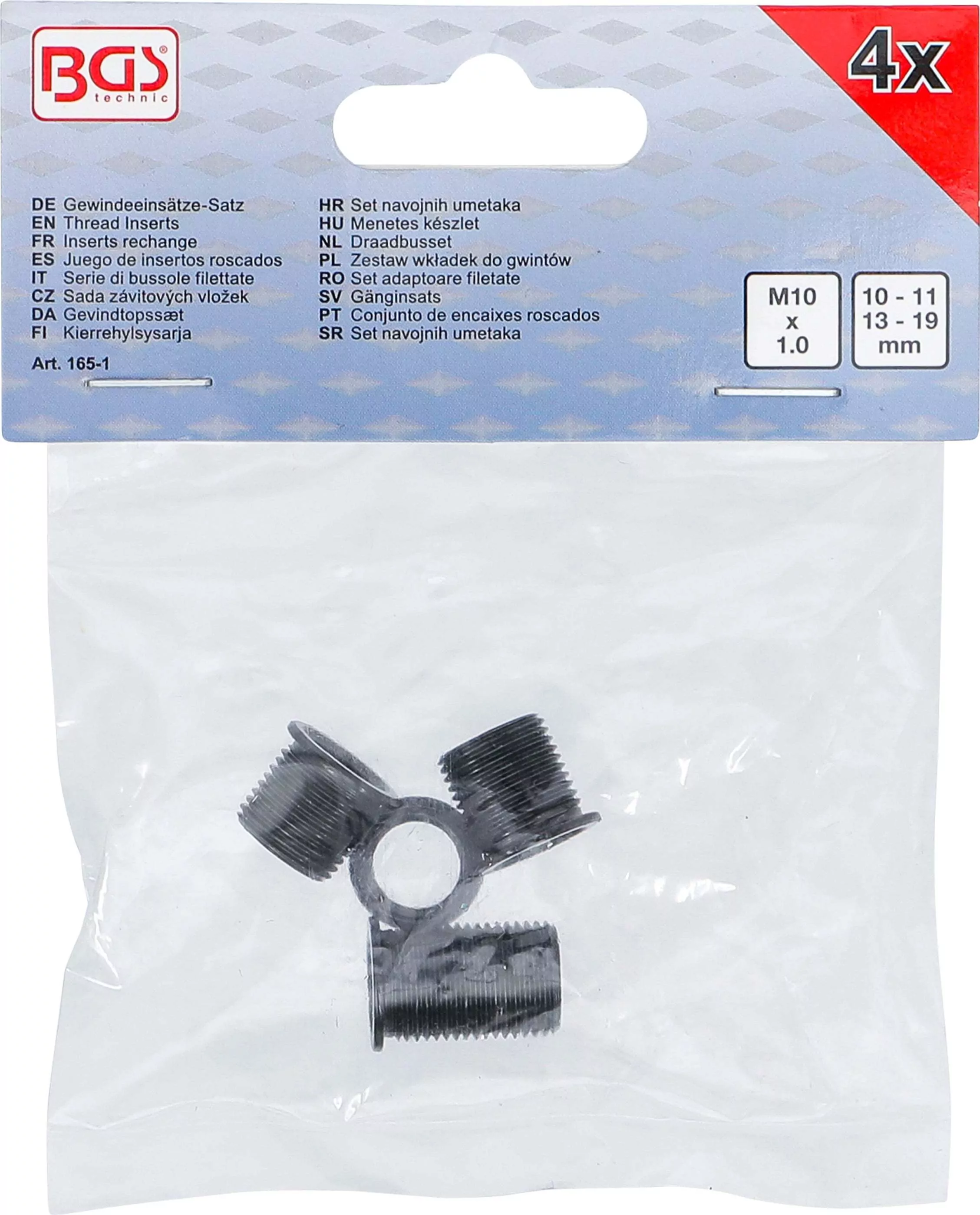 Gewindeeinsätze-Satz | M10 x 1,0 mm | für Art. 165 | 4-tlg.