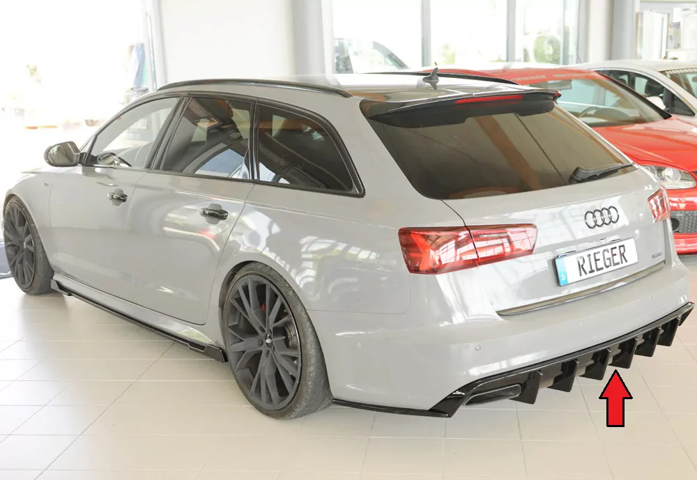 Rieger Heckeinsatz (für Fzg. mit AHK) glanz schwarz für Audi A6 (4G/C7) Lim. 09.14- (ab Facelift)