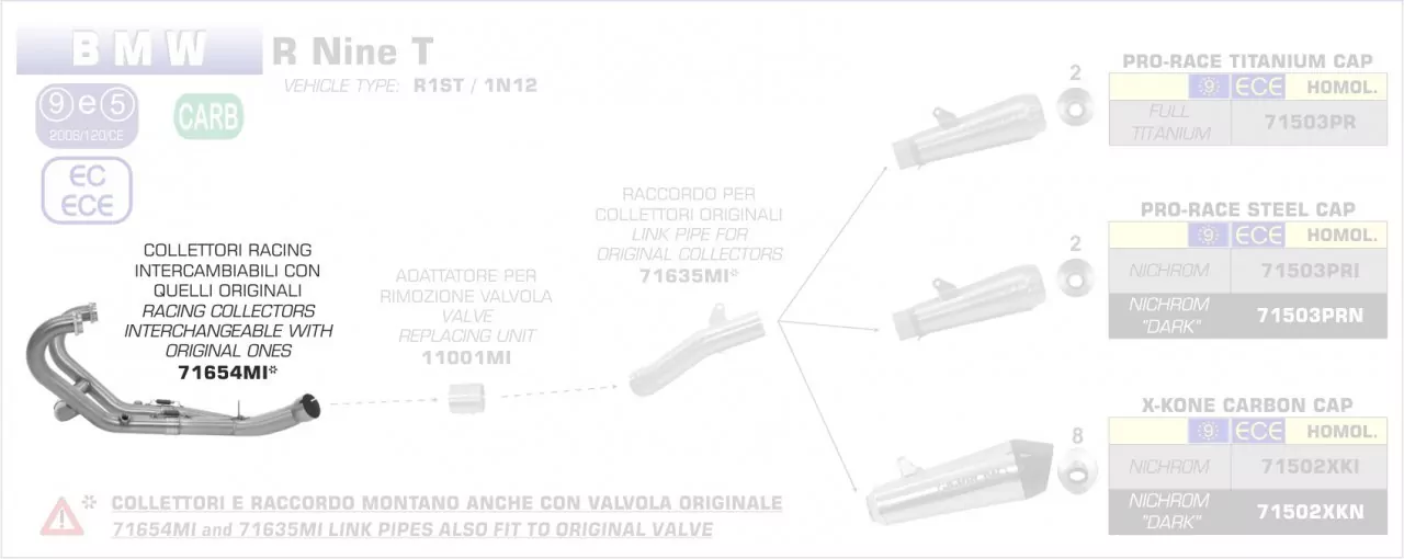 71654MI-Arrow Racing Krümmer BMW R Nine T Scrambler 16-19
