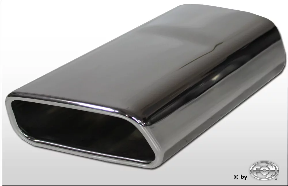 Anschweißendrohr Typ 59 Rechts  145x65 mm / Länge: 270 mm - trapezförmig / eingerollt / 20° abgeschrägt nach unten/ nach rechts 15° abgeschrägt