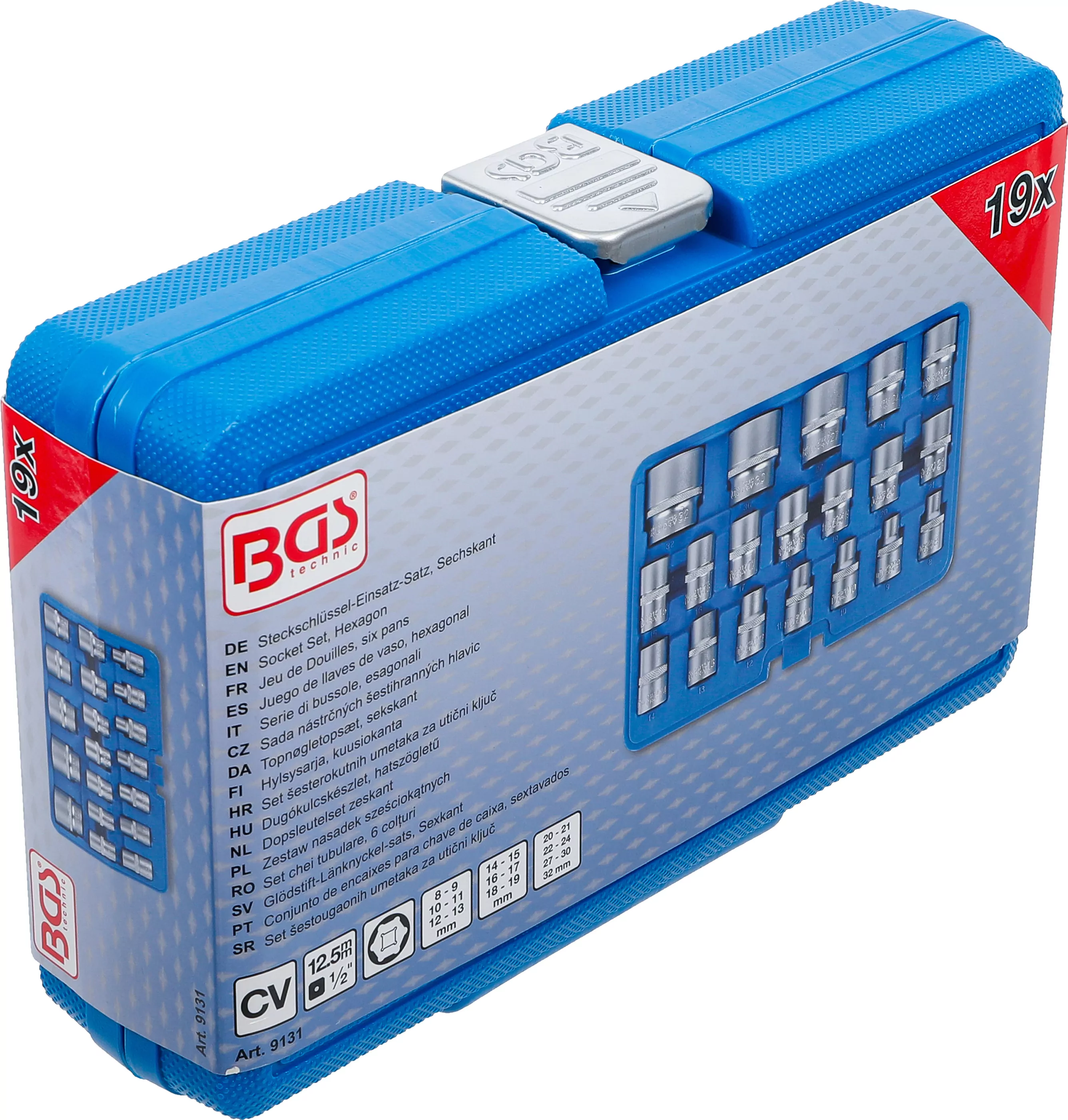 Steckschlüssel-Einsatz-Satz, Sechskant | Antrieb Innenvierkant 12,5 mm (1/2") | SW 8 - 32 mm | 19-tlg.
