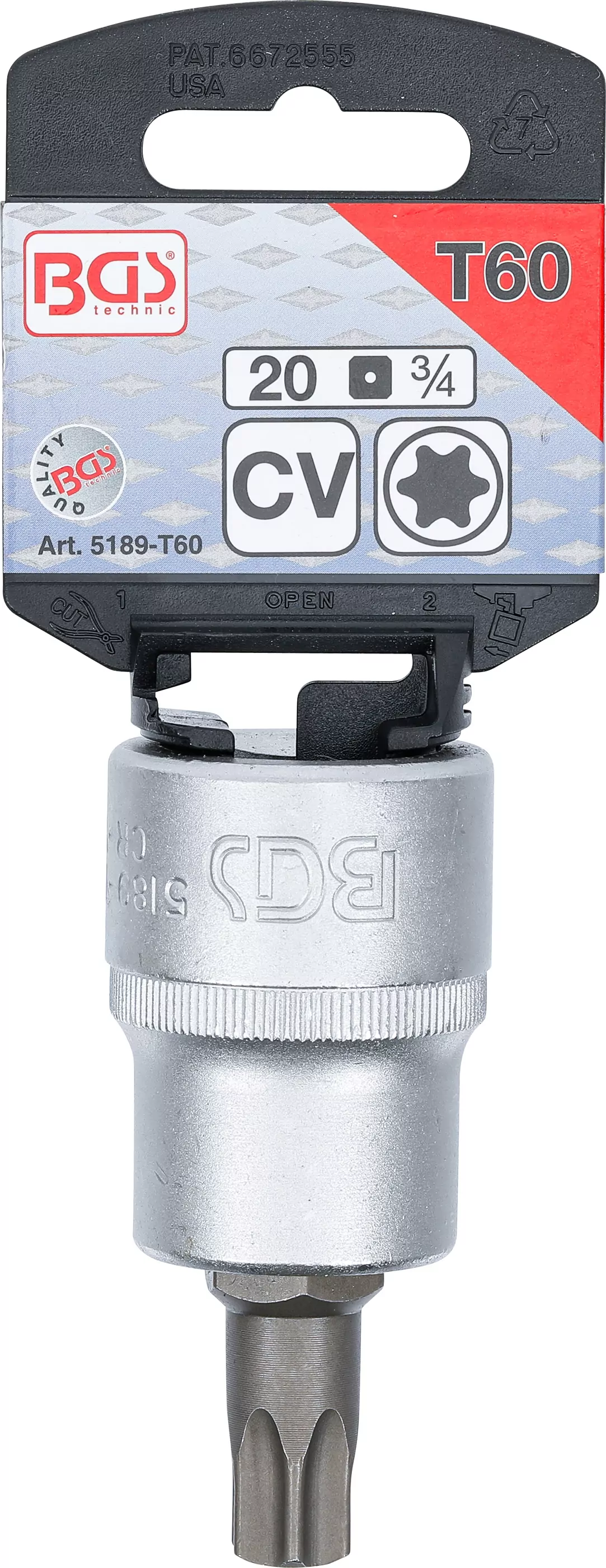 Bit-Einsatz | Antrieb Innenvierkant 20 mm (3/4") | T-Profil (für Torx) T60