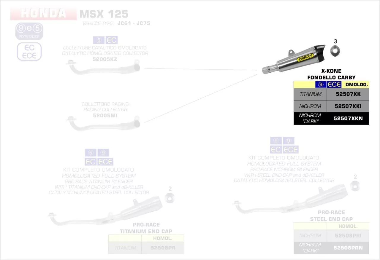 Arrow X-Kone Edelstahl Dark Honda MSX 125 (JC61/JC75) ´16-20