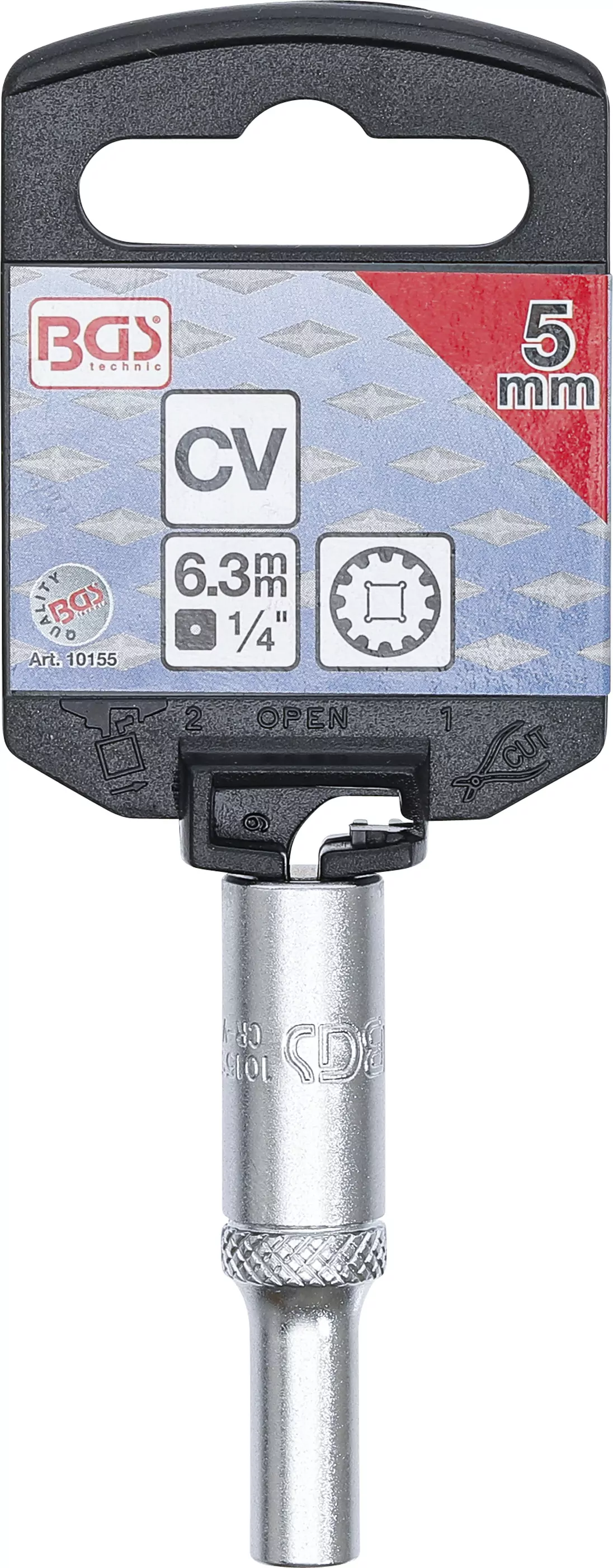 Steckschlüssel-Einsatz Gear Lock, tief | Antrieb Innenvierkant 6,3 mm (1/4") | SW 5 mm