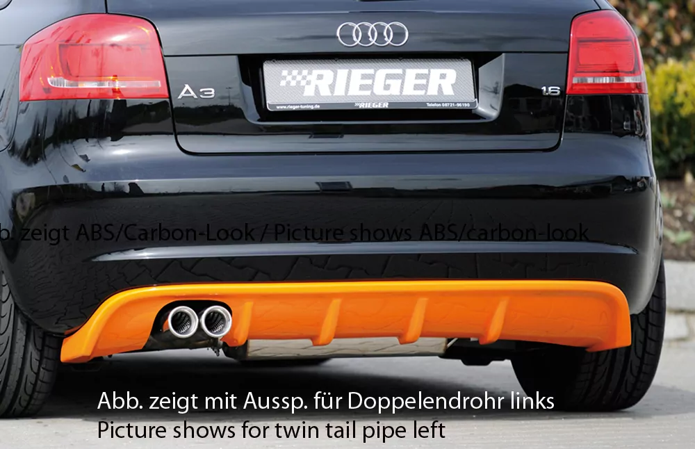 Rieger Heckeinsatz für Audi A3 (8P) - 5-tür. 07.08- (ab Facelift) carbon optik