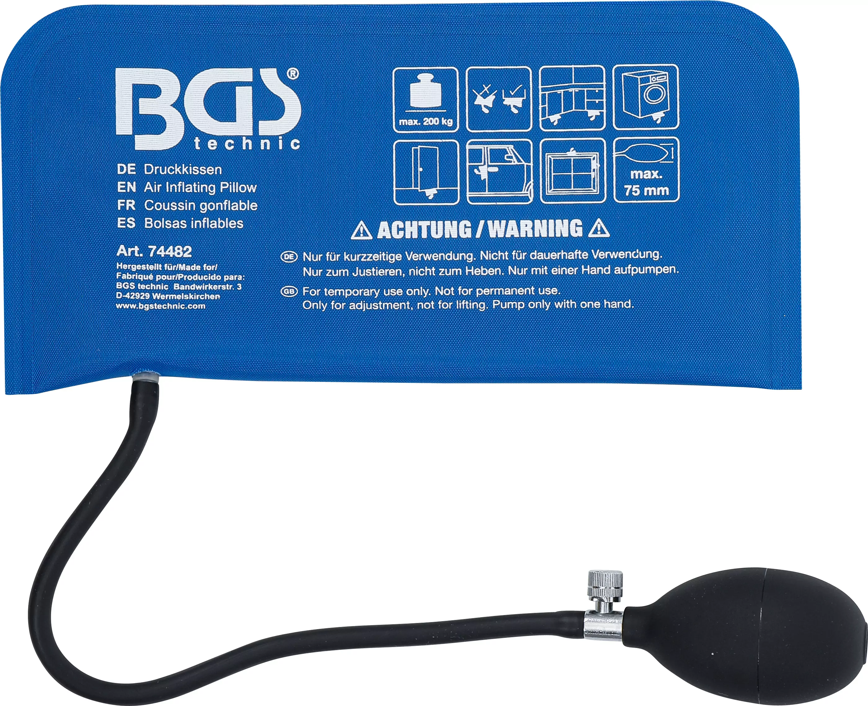 Druckkissen | mit Handpumpe | Rechteck | 270 x 135 mm