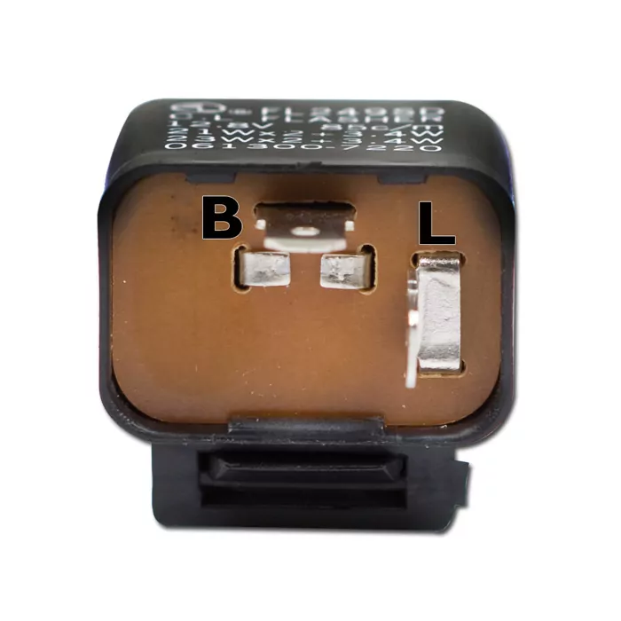 Blinkrelais Mechanisch, 2-pol, 12v/21w X 2 + 3,4w, B=gesch. Plus, L=signal, (passend. Adapter 286101)