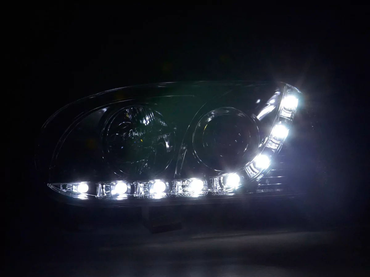 Scheinwerfer Set Daylight LED Tagfahrlicht VW Golf 3 Bj. 91-97 chrom