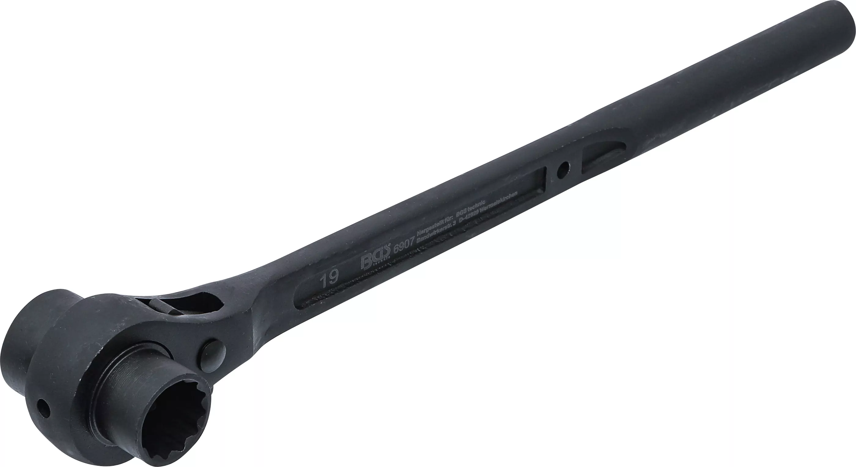 Gerüstbauer-Knarre | runder Schaft | SW 19 x 22 mm