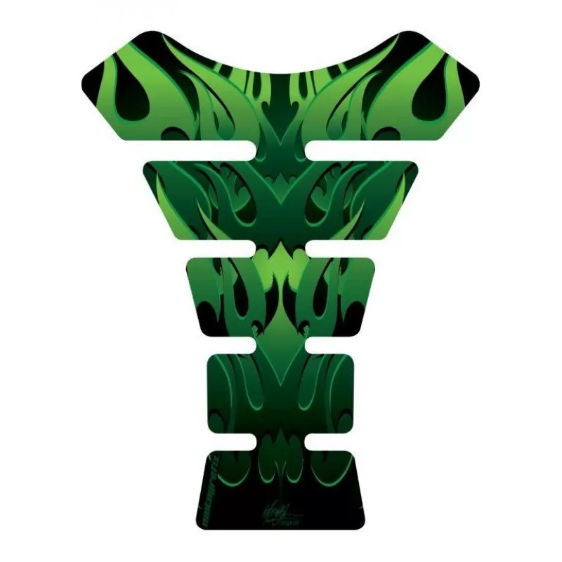 Motografix Tribal Hell Flame Green 3D Gel Tank Pad Protector ST061G
