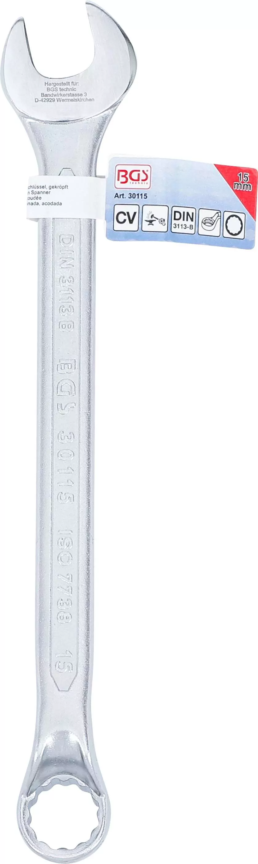 Maul-Ringschlüssel, gekröpft | SW 15 mm