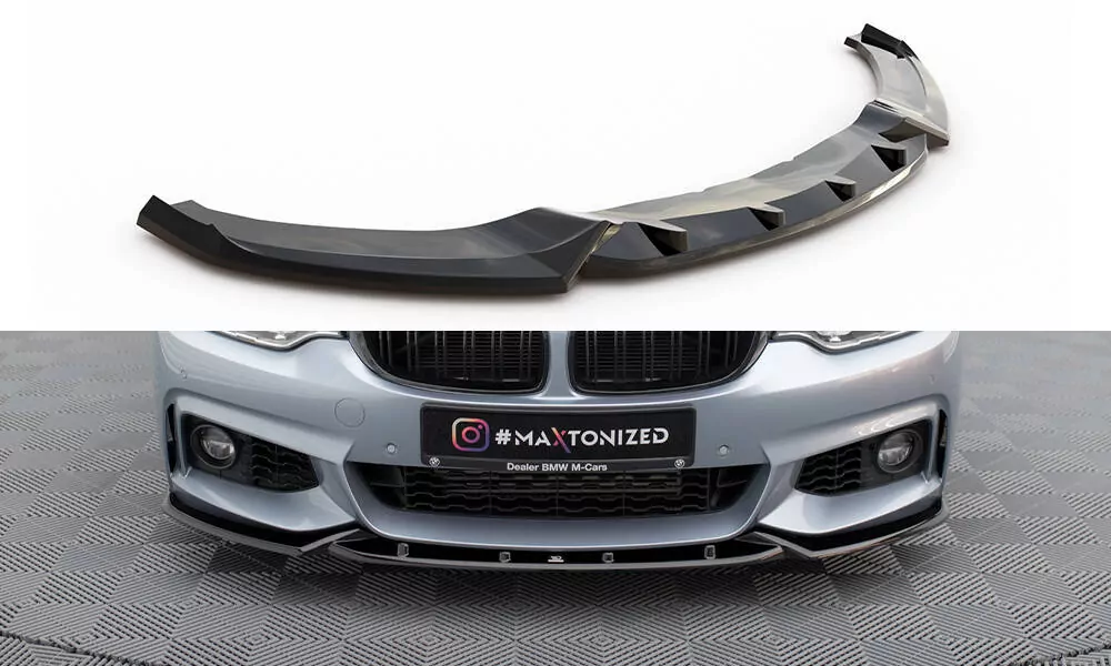 Front Ansatz V.3 Für BMW 4er Coupe / Gran Coupe / Cabrio M-Paket F32 / F36 / F33 Schwarz Hochglanz