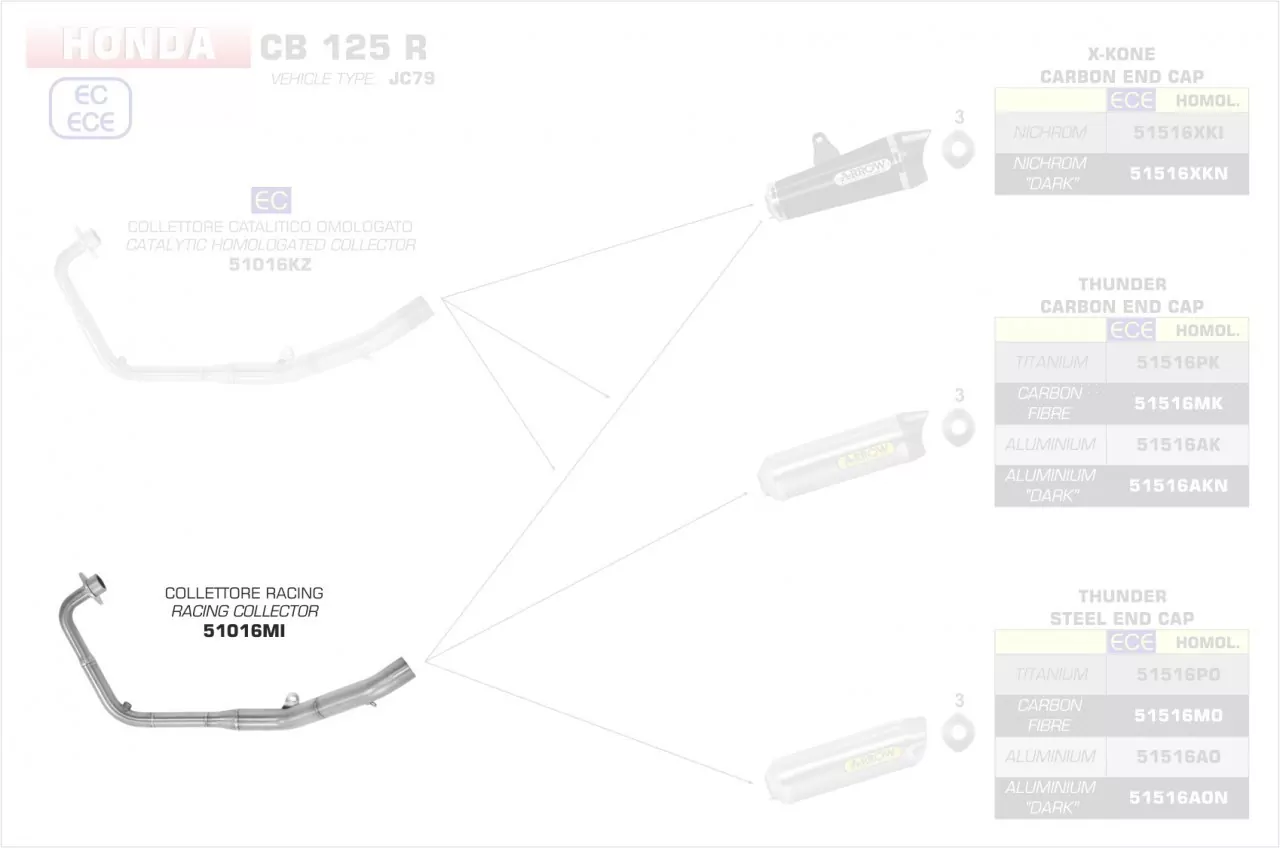 51016MI-Arrow Racing Krümmer Honda CB 125 R 18-19