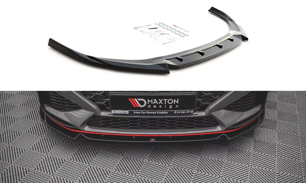 Front Ansatz V.2 Für Hyundai I30 N / I30 N-Line Hatchback/Fastback Mk3 Facelift Schwarz Hochglanz