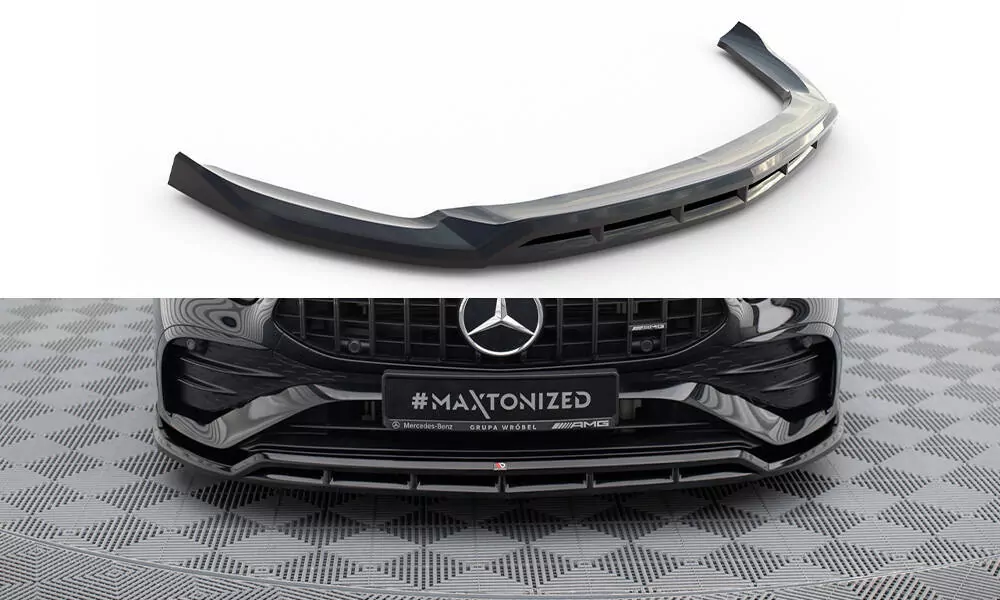 Front Ansatz Für Mercedes-AMG A35 W177 Facelift Schwarz Hochglanz