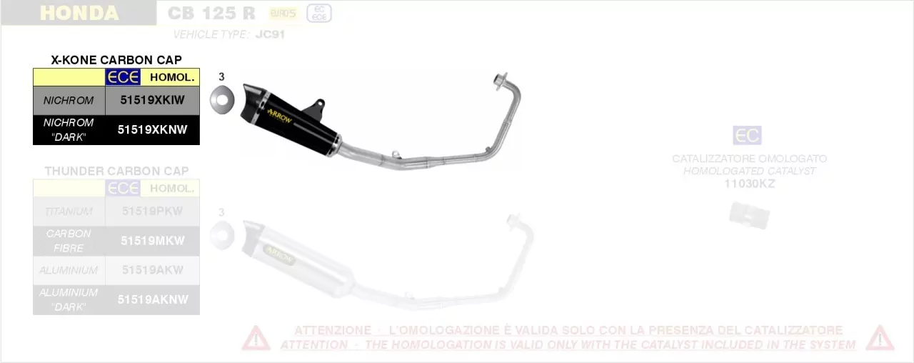 Arrow X-Kone Edelstahl Schwarz HONDA CB 125 R 21-22