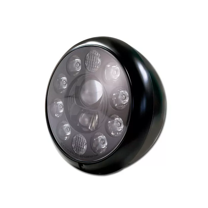 Led-scheinwerfer 7","hd-style", Mattschwarz, 10 Led S, Refl. Schw., Befest. Unten M12, E-gepr.