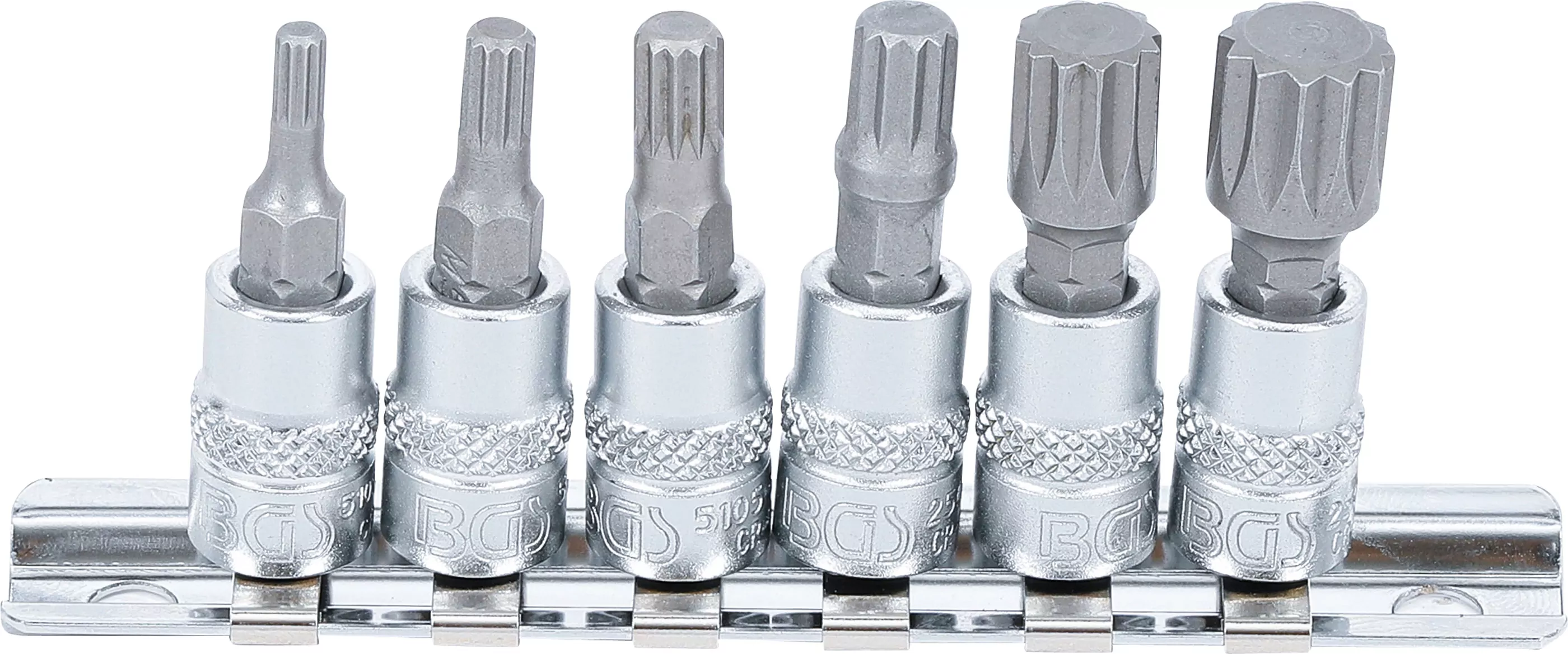 Bit-Einsatz-Satz | Antrieb Innenvierkant 6,3 mm (1/4") | Innenvielzahn (für XZN) M4 - M12 | 6-tlg.