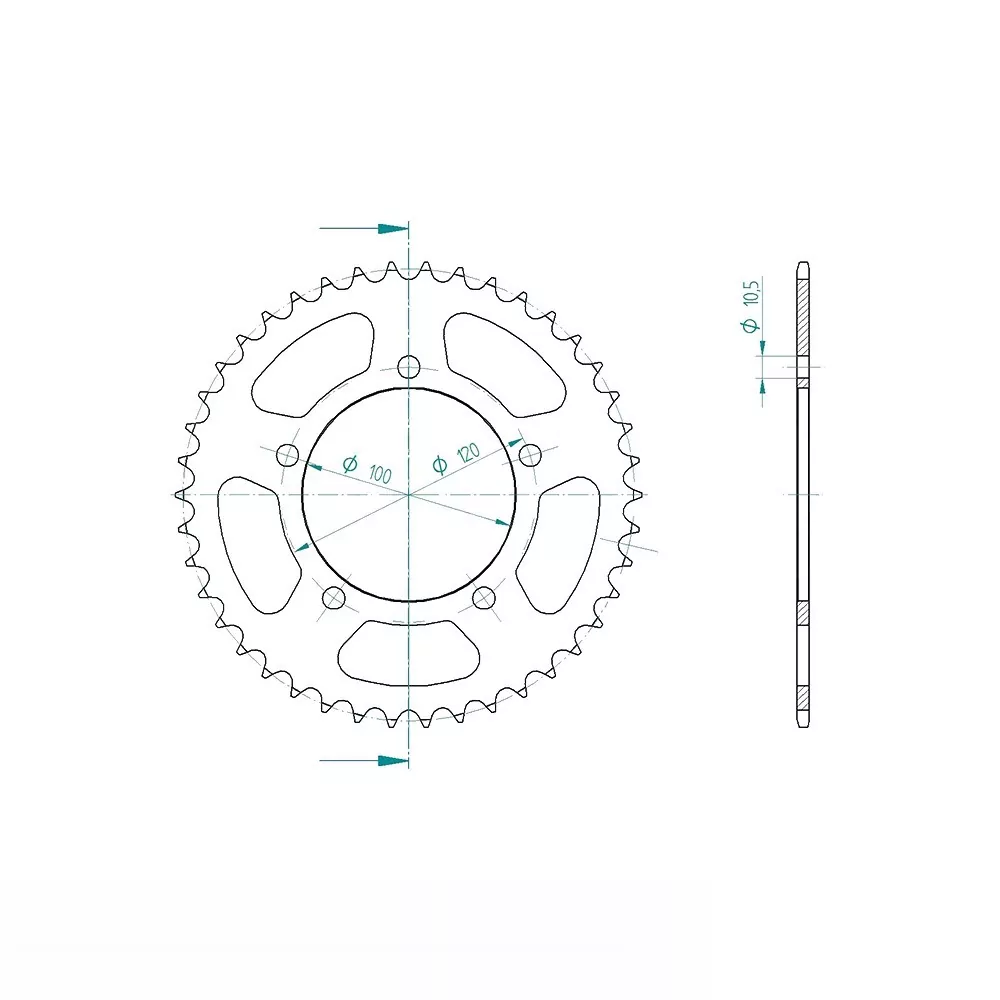 Kettenrad Stahl 42 Zähne Teilung 520