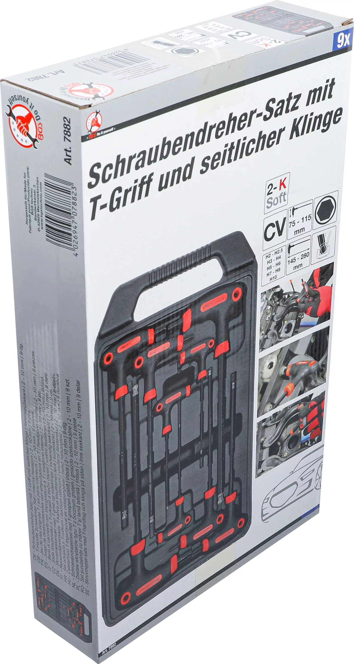 Schraubendreher-Satz mit T-Griff und seitlicher Klinge | Innensechskant | 2 - 10 mm | 9-tlg.