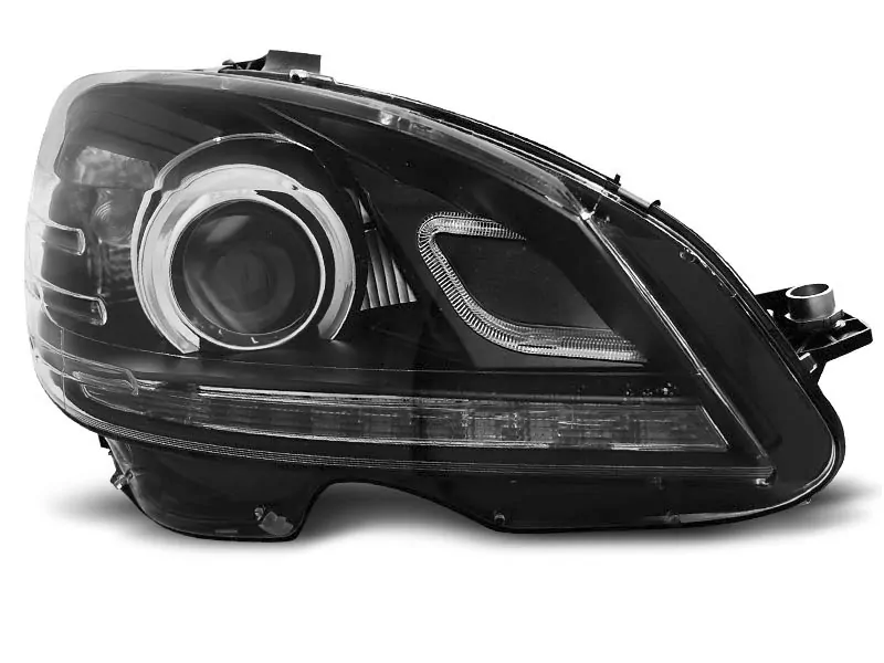 HEADLIGHTS TRUE DRL BLACK fits MERCEDES W204 07-10  