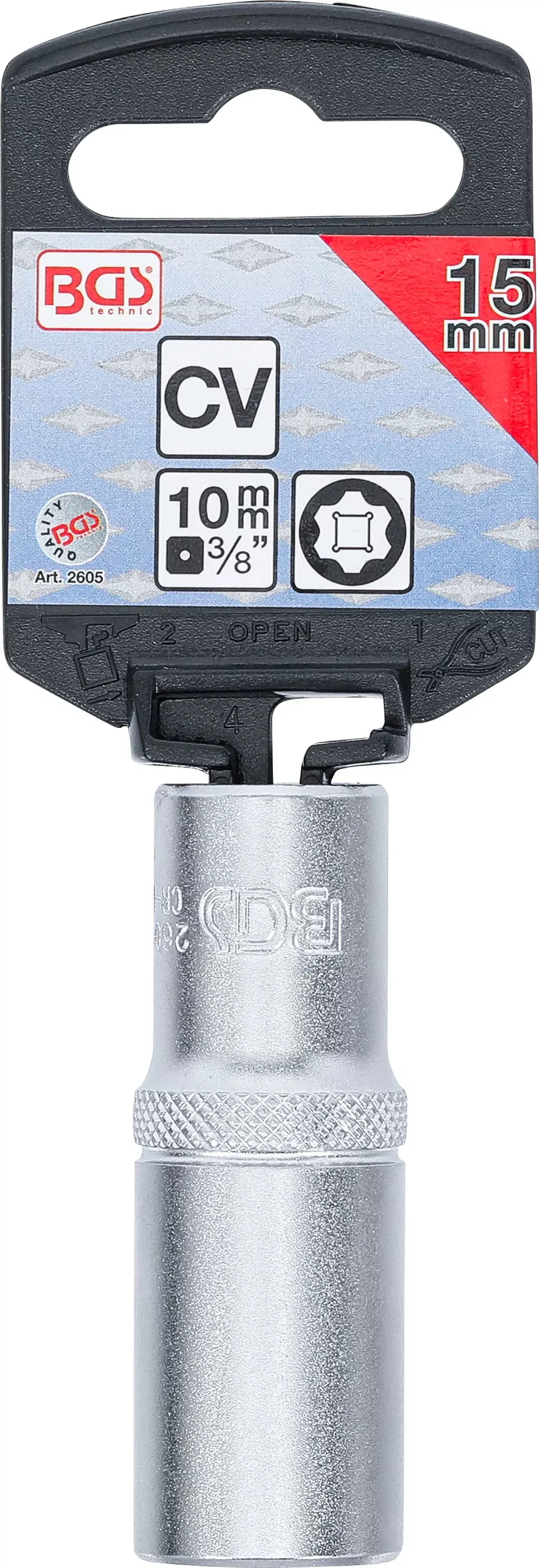 Steckschlüssel-Einsatz Super Lock, tief | Antrieb Innenvierkant 10 mm (3/8") | SW 15 mm