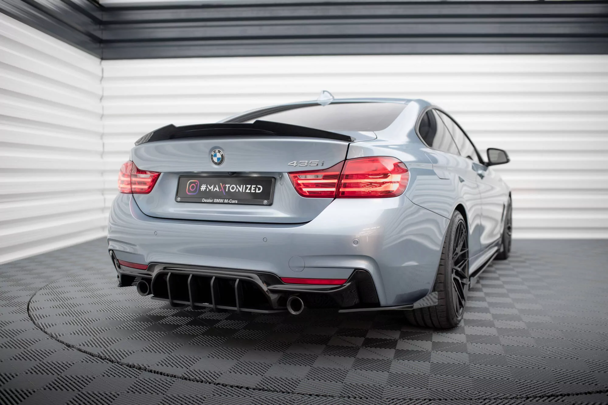 Street Pro Heck Ansatz Flaps Diffusor +Flaps Für BMW 4er35i Coupe M-Paket F32 Schwarz Hochglanz