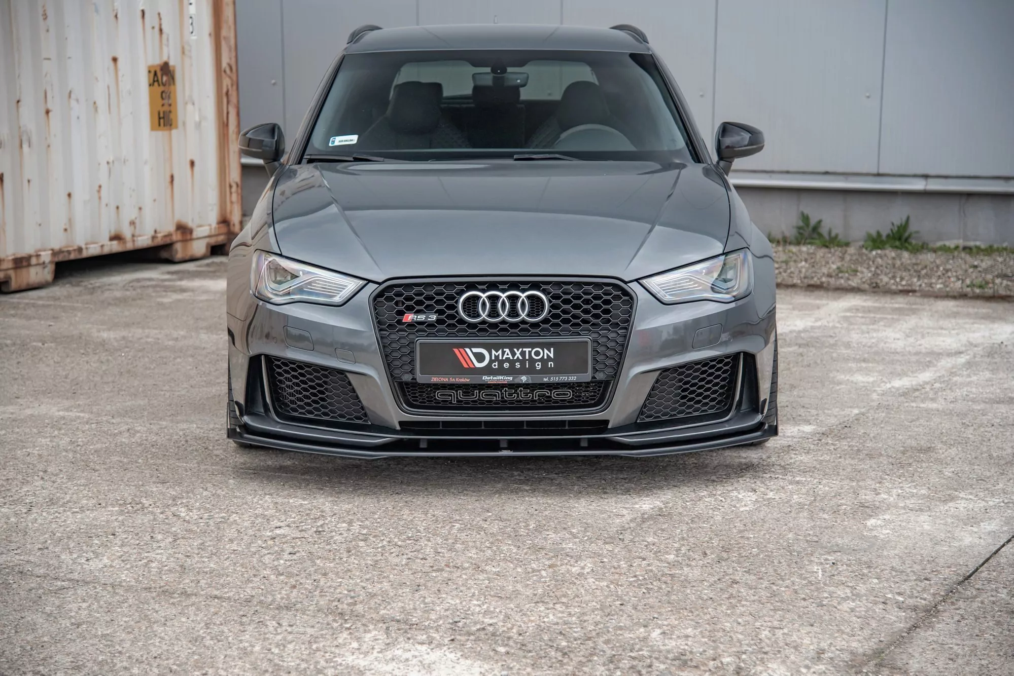 Robuste Racing Front Ansatz Passend Für + Flaps Passend Für Audi RS3 8V Sportback Schwarz Hochglanz