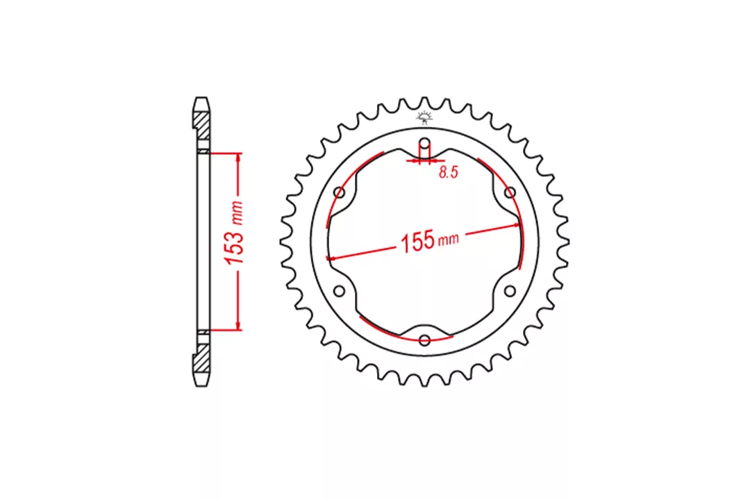 Kettenrad Stahl 38 Zähne Teilung 525 schwarz