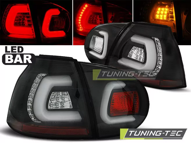 Led Bar Tail Lights Black Fits Vw Golf 5 10.03-09