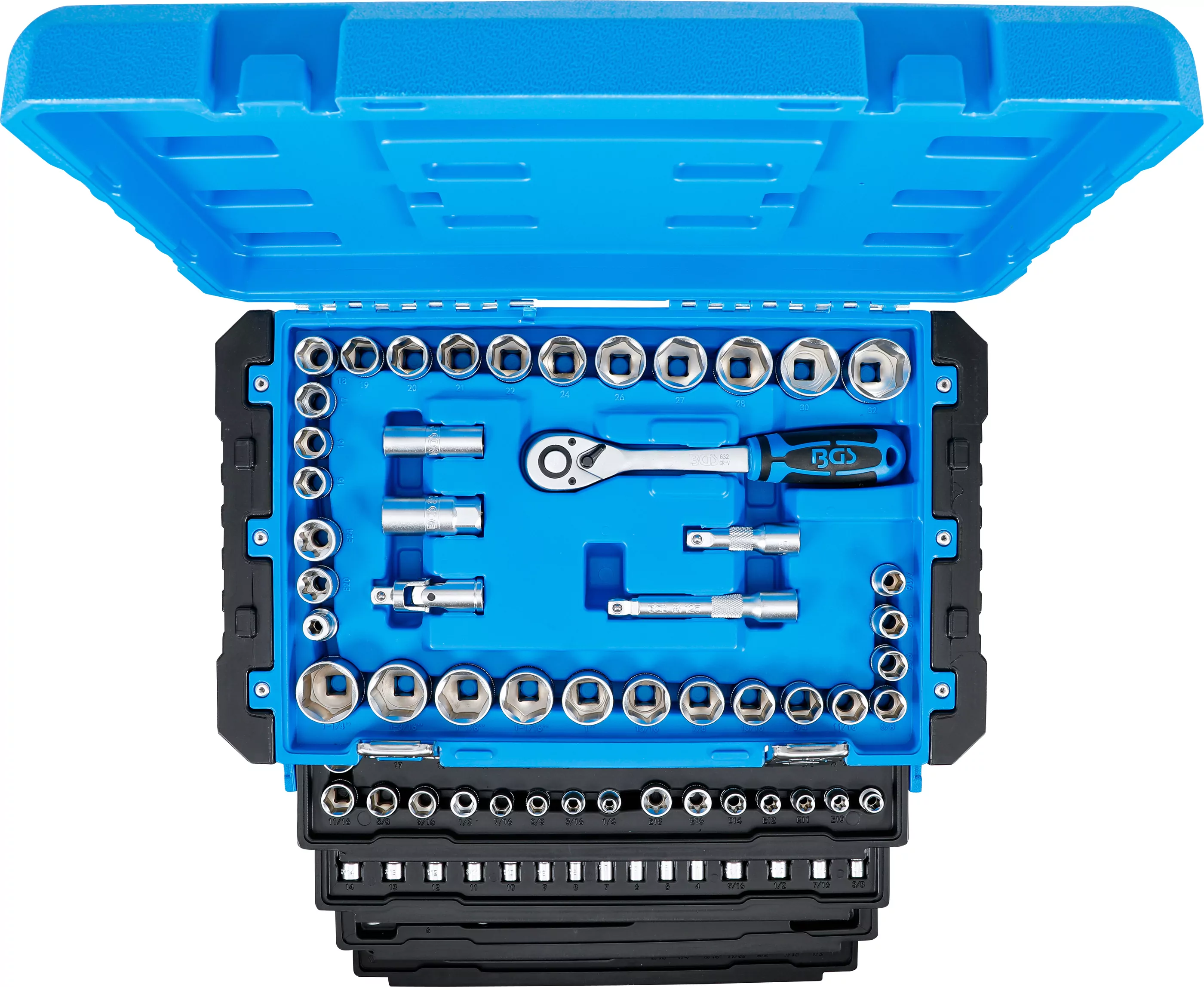 Steckschlüssel-Satz Sechskant | Antrieb 6,3 mm (1/4") / 10 mm (3/8") / 12,5 mm (1/2") | Metrisch und Zollgrößen | 300-tlg.